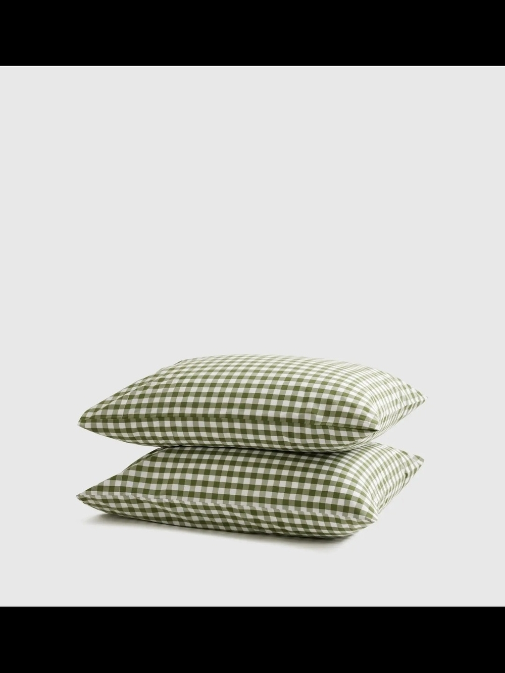 Quince Standard Pillowcase Set 2 Olive Gingham New Organic Cotton Percale